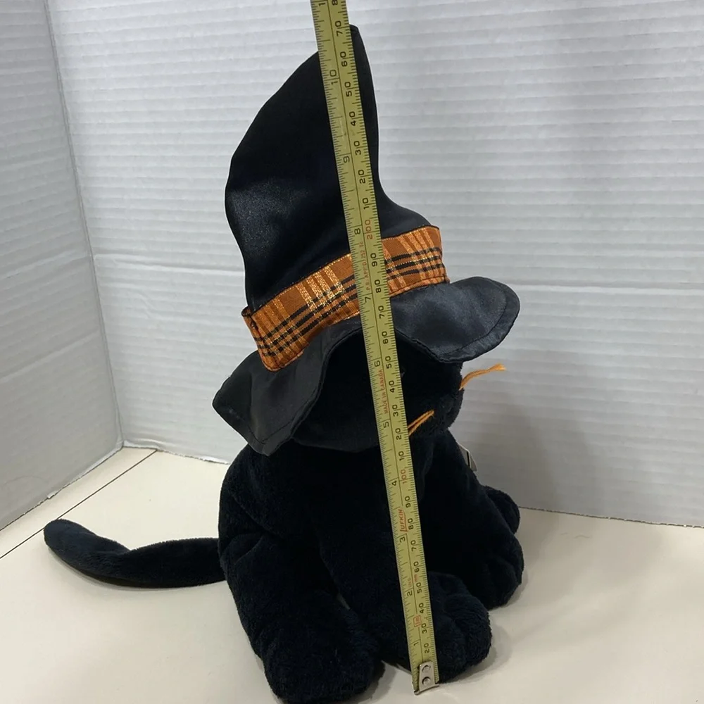 Ty Merlin 2005 Pluffies Halloween Black Cat Witch Hat Stuffed Animal Tags Vtg